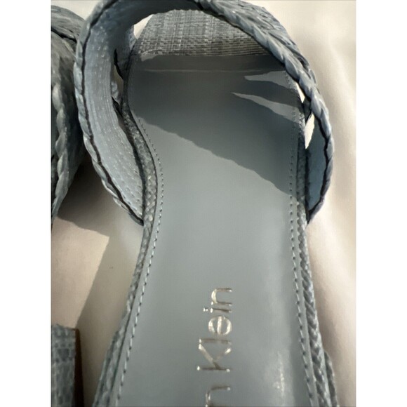 Calvin Klein Raffia Flat Sandals Powder Blue Size 7 - Picture 10 of 13